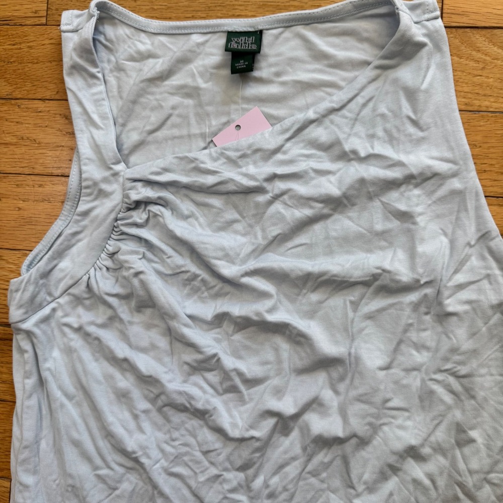 Wild Fable Light Blue Asymmetrical Ruched Neckline Tank Top Size Medium NWT